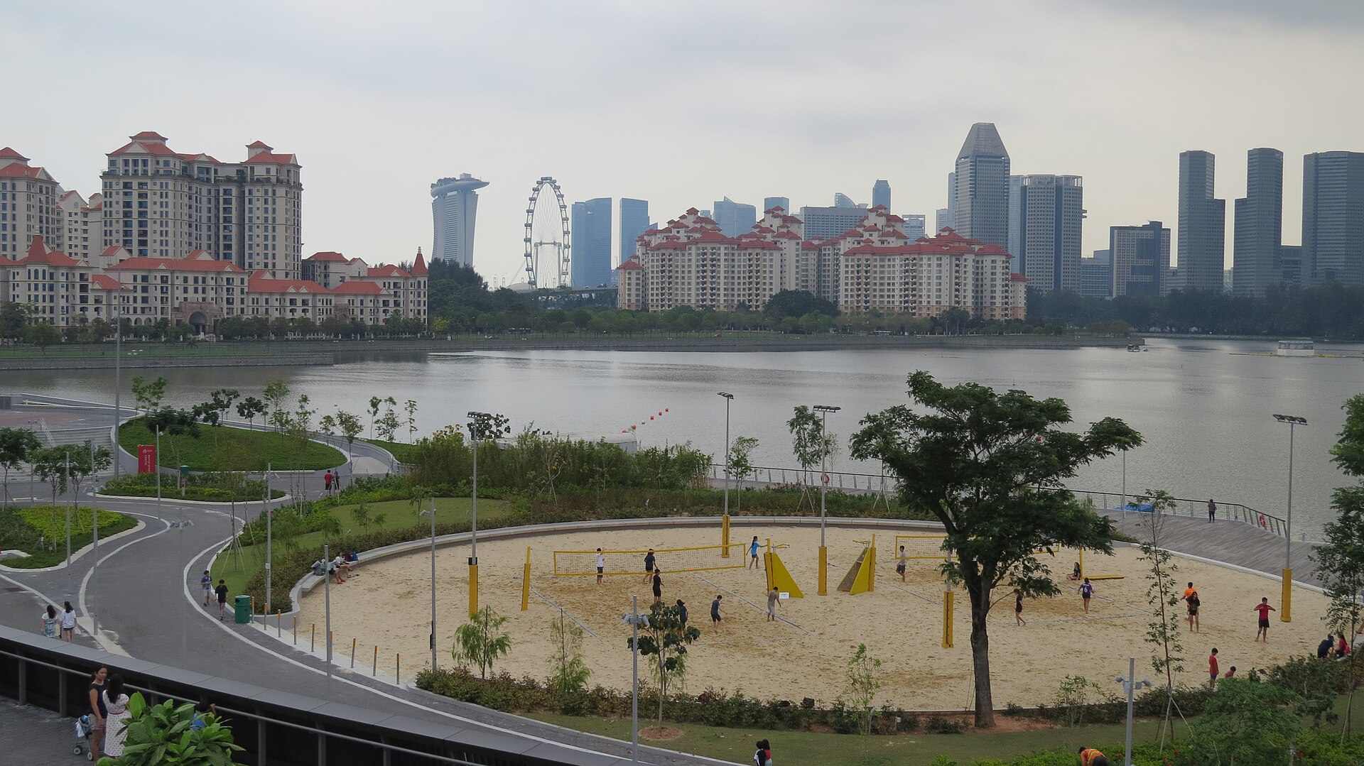 Stadium Park beside the Kallang Basin, the quieter way out after a show